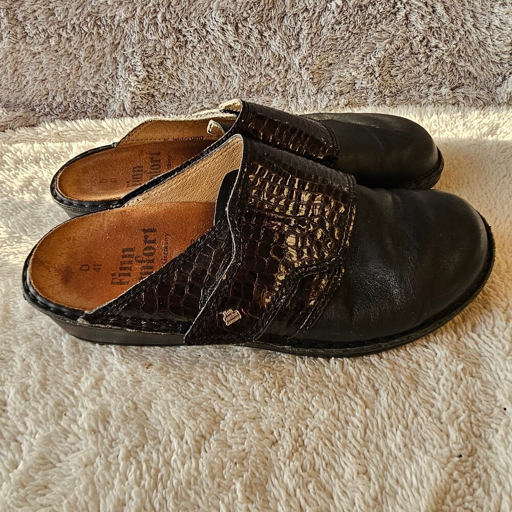Finn Comfort Women's Aussee Clog Napa Croc Embossed Leather EU 41 D US‎ 10 10.5